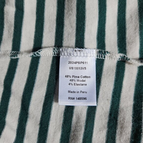 Universal Standard V Rex short sleeve t-shirt, bone/botanic (green) stripe, sz M - Picture 8 of 9